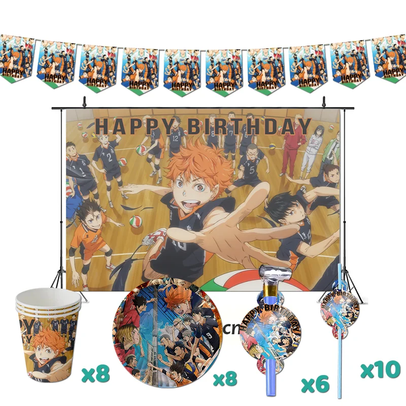 Set Decorazione Compleanno – 50 Pezzi Con Stoviglie, Tovaglioli E Accessori A Tema Anime | Per Feste Divertenti E Colorate
