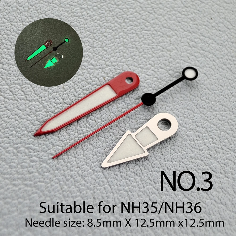 

Аксессуары для наручных часов NH35, черные, красные, серебряные, зеленые, синие светящиеся, подходят для NH35/NH36, часовые части № 3