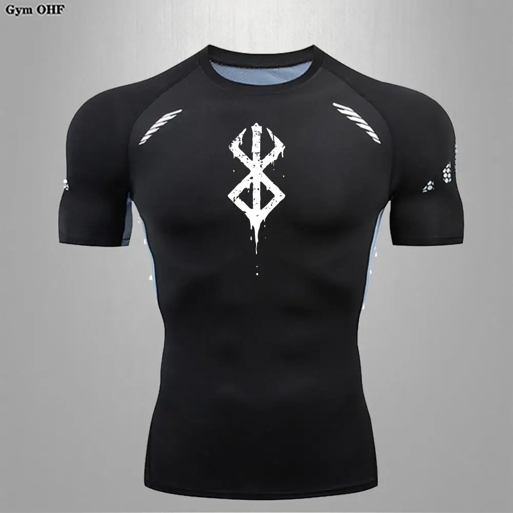 Berserk Anime Quick Dry Men's Compression T-Shirt - Summer Short Sleeve Sports Top