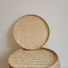 4 Size Hand-woven Bamboo Sieve Hand-painted Bamboo Raft Round Dustpan DIY Decorative Fruit Bread Basket Kitchen Storage Tray 1