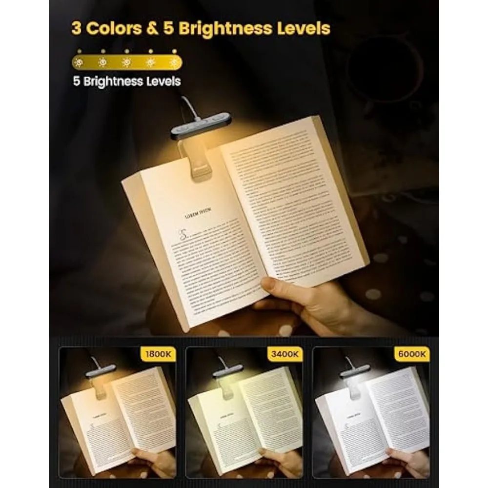 Eye Caring Horizontal ET-Head Book Light Brightness Dimmable Usb Rechargeable Bedside Reading Night book light