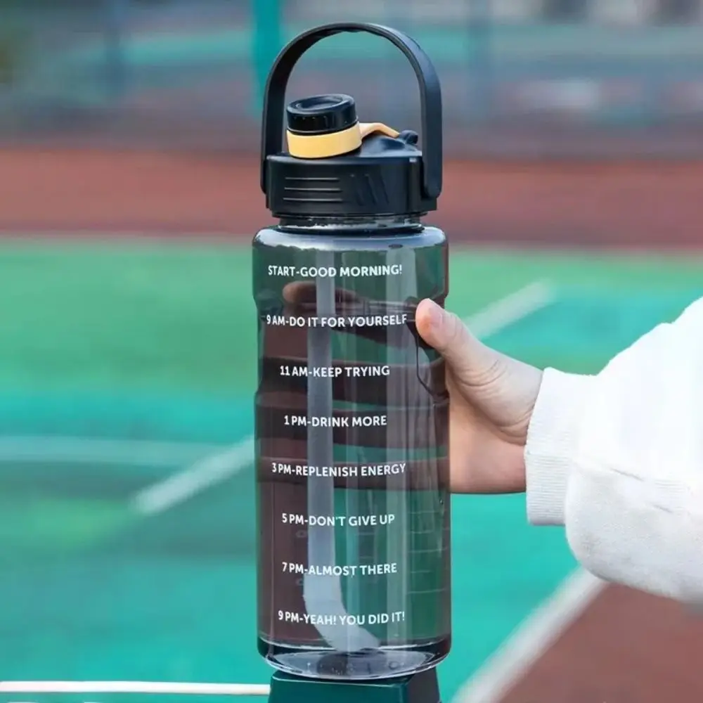 Sports Water Bottle 1.5L/2L/3L Portable Leakproof Large Capacity Water Jugs Lightweight with Time Marker Clear Drink Bottle