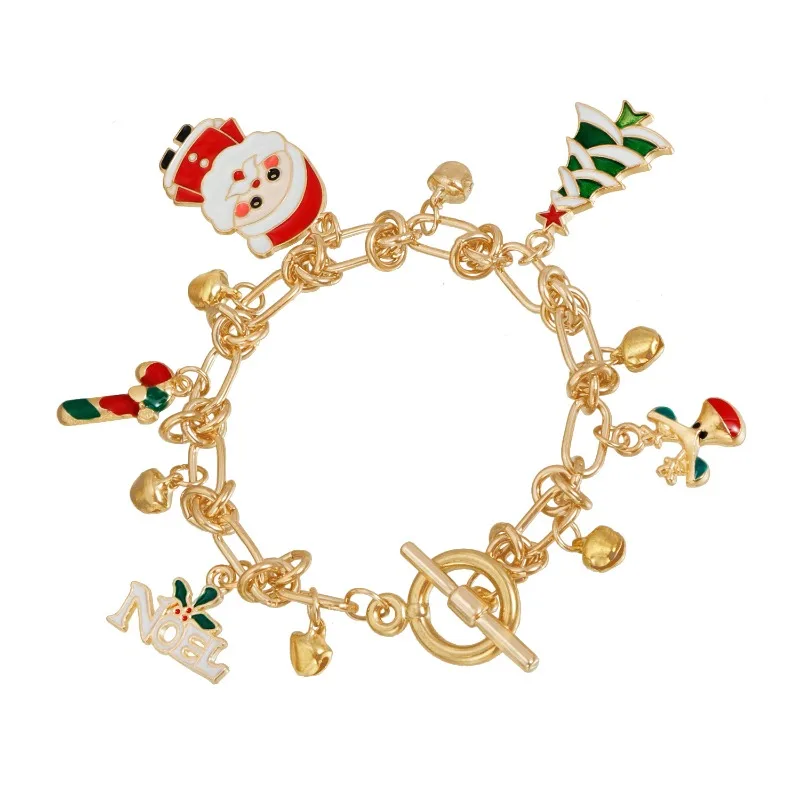 New Year Christmas Tree Pendant Necklace for Women Cute Snowflake Santa Claus Bell Clavicle Choker Party Jewelry Gifts