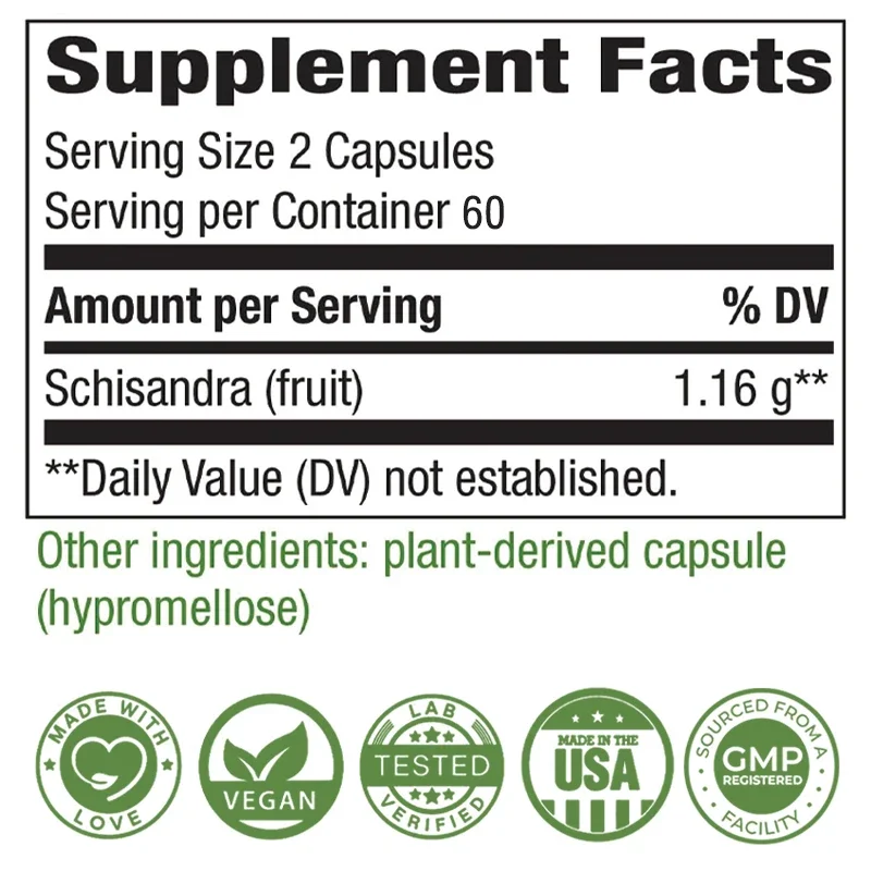Organic Schisandra Capsules-Enhance Immunity Detox Relieve Stress digestive capsules
