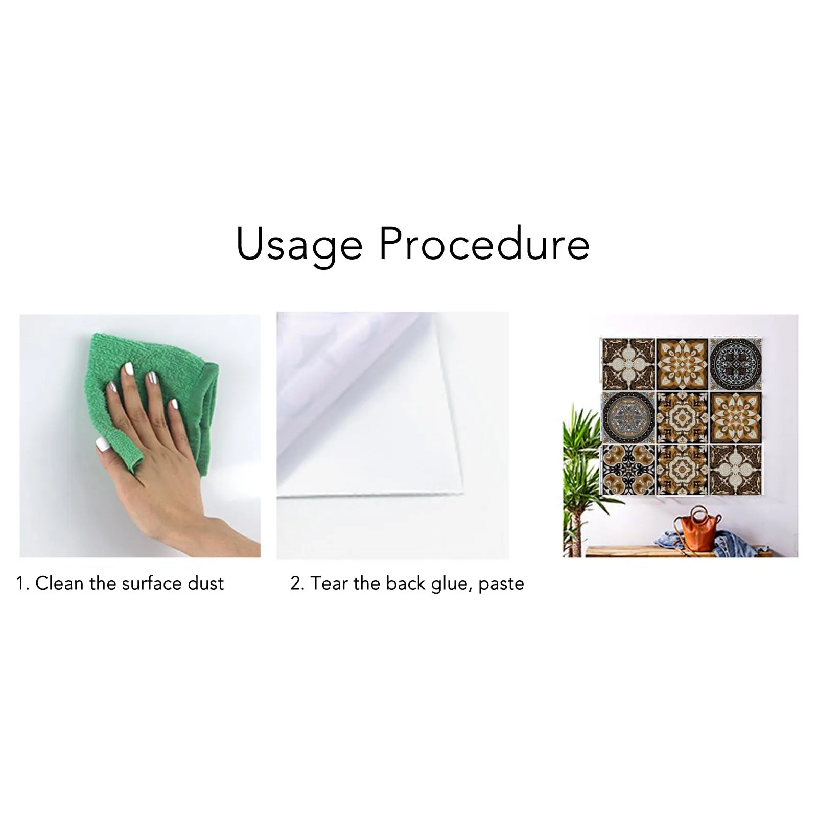 24Pcs Tile Stickers Waterproof Oil Resistant Retro Self Adhesive Wall Sticker For Home Bathroom Kitchen 15x15cm