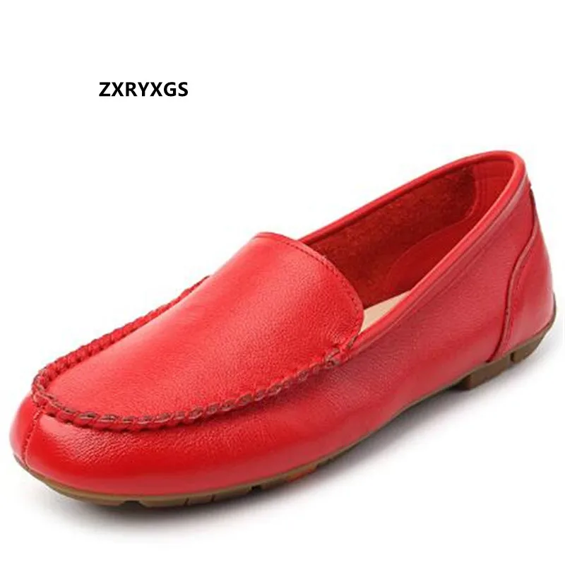 

2022 New Premium Soft Cowhide Flat Shoes Comfort Soft Sole Non-slipTemperament Trendy Shoes Shoes Size 32-43 Women Leather Shoes