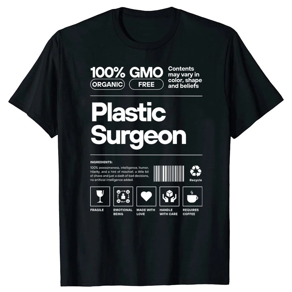 Lustiges Plastikkirurg-Grafik-T-Shirt aus reiner Baumwolle, Unisex, Streetwear, Humor-T-Shirt, lockere Passform, Kleidung für Männer und Frauen, kurzärmelig