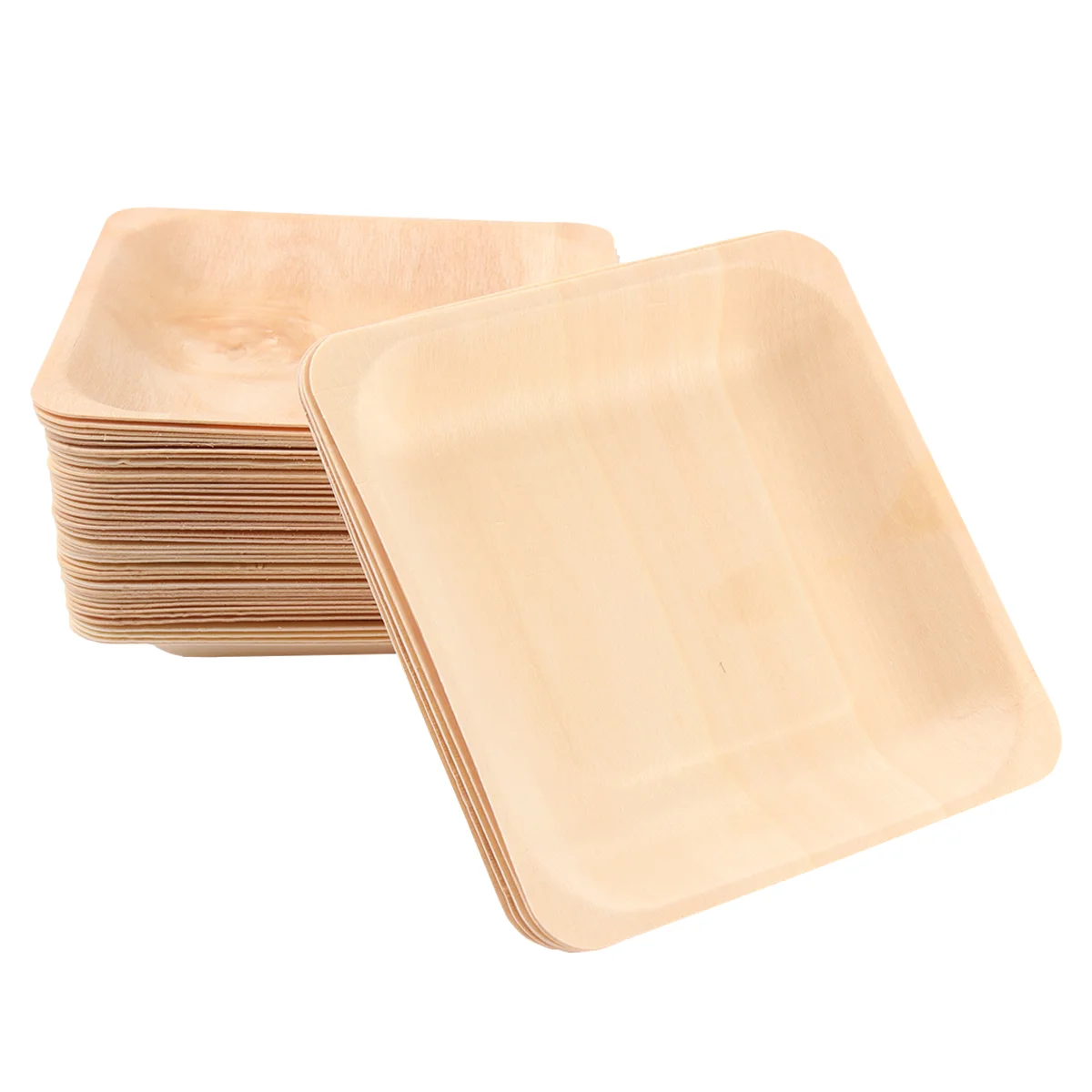 50PCS Disposable Wooden Plate Square Tableware Party Plates for Wedding Restaurant Picnic Birthday Disposable Tableware