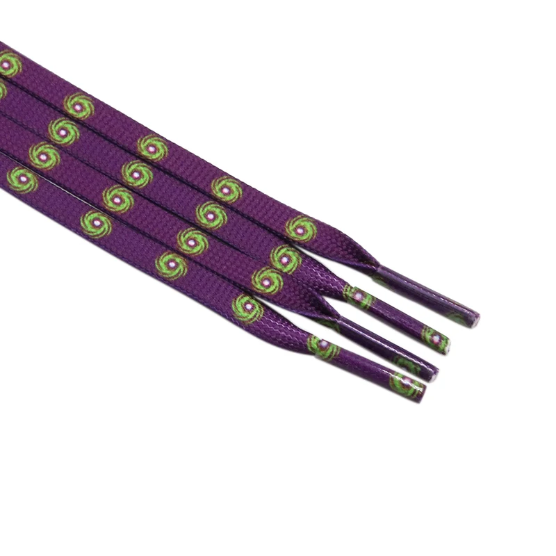 Weiou New Fantastic 7mm Purple Shoelaces With Prints Green Hurricane For Sneaker Sports Shoe Laces Clothing Accessories 60-180cm