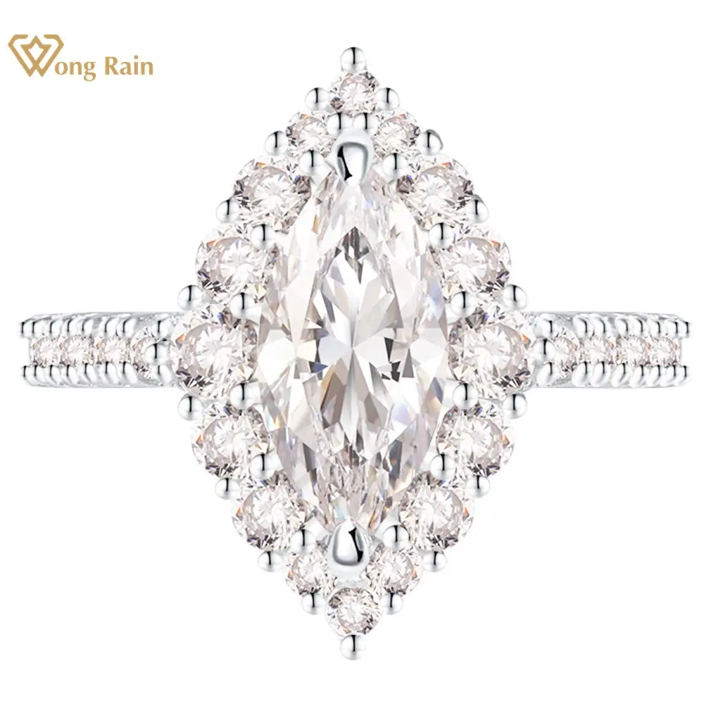 

Wong Rain 100% 925 Sterling Silver 6*12 MM Marquise Cut Lab Sapphire Gemstone Ring for Women Wedding Engagement Fine Jewelry