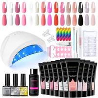 Nail extension glue set, special manicure set for beginners, pink glitter powder, manicure light therapy nail polish glue set 1