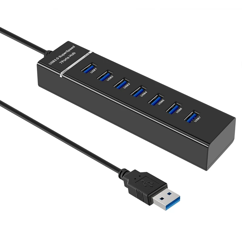 Hub Usb, Hub Usb 3.0 A 7 Porte Led Portatile Ad Alta Velocità Compatibile Per Air, Mac Mini/Pro, Surface Pro, Pc E Laptop