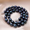 New Arrival 8-9 mm Natural Freshwater Black Pearl Jewelry Necklace 925 Sterling Silver Flower Buckle  Fine Jewelry For Women 1