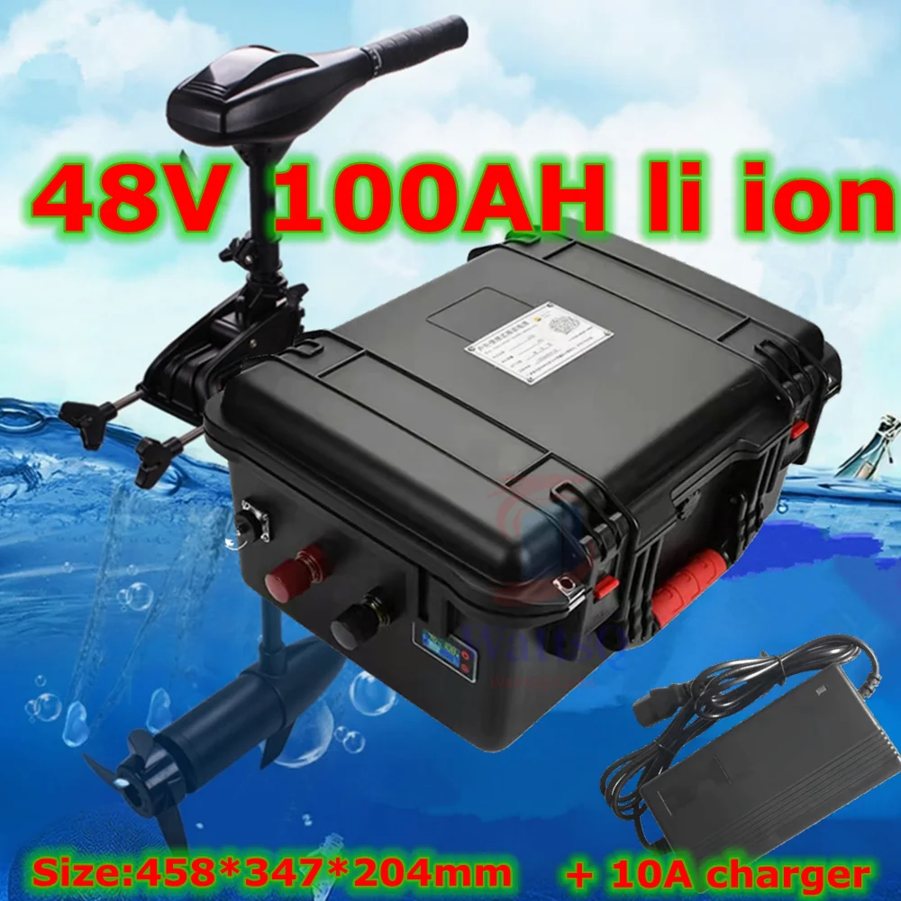 

lithium ion 48V 100AH battery pack not 48V 200AH li ion BMS for 4500w scooter bike EV golf cart inverter solar + 10A charger