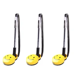 Enhanced Desk Pens with Fixed Base - Cute Smile Design for Service Counters and Front Desks (3pcs)