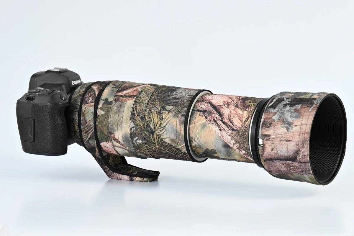 ROLANPRO Wasserdichter Objektivmantel für Canon RF 100–500 mm F/4,5–7,1 L IS USM Camouflage Regenschutz Objektiv Schutzhülle Pistolen – Detail 3