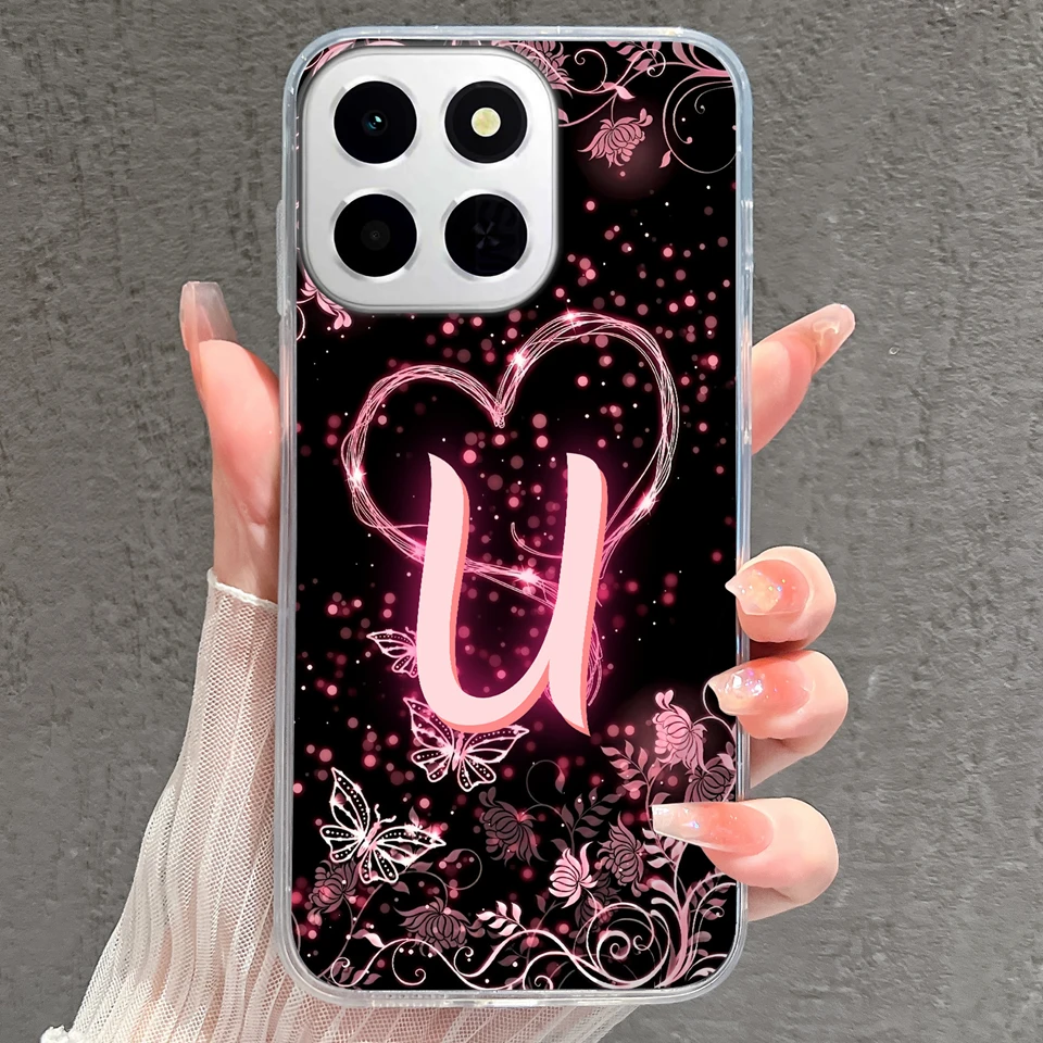 Fashion Love Heart Alphabet Anti-Drop Transparent Bumper Case