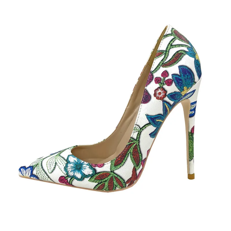 Embroidery Graffiti Party Shoes Stiletto High Heels