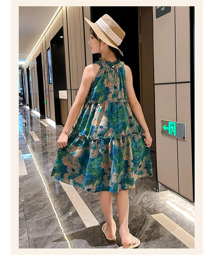 Robe Mousseline Fille NEXT - Taille 6 Ans, Gris Denim, Occasion Très Bon état
