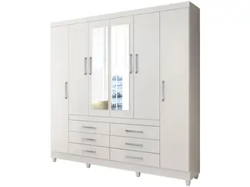 Guarda-roupa Casal com Espelho 6 Portas