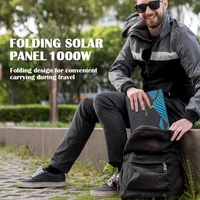 Sac de panneau solaire pliable 1000W à 6 plis, chargeur solaire portable avec sortie USB DC pour téléphone, batterie externe, camping en plein air, randonnée, voyage 2