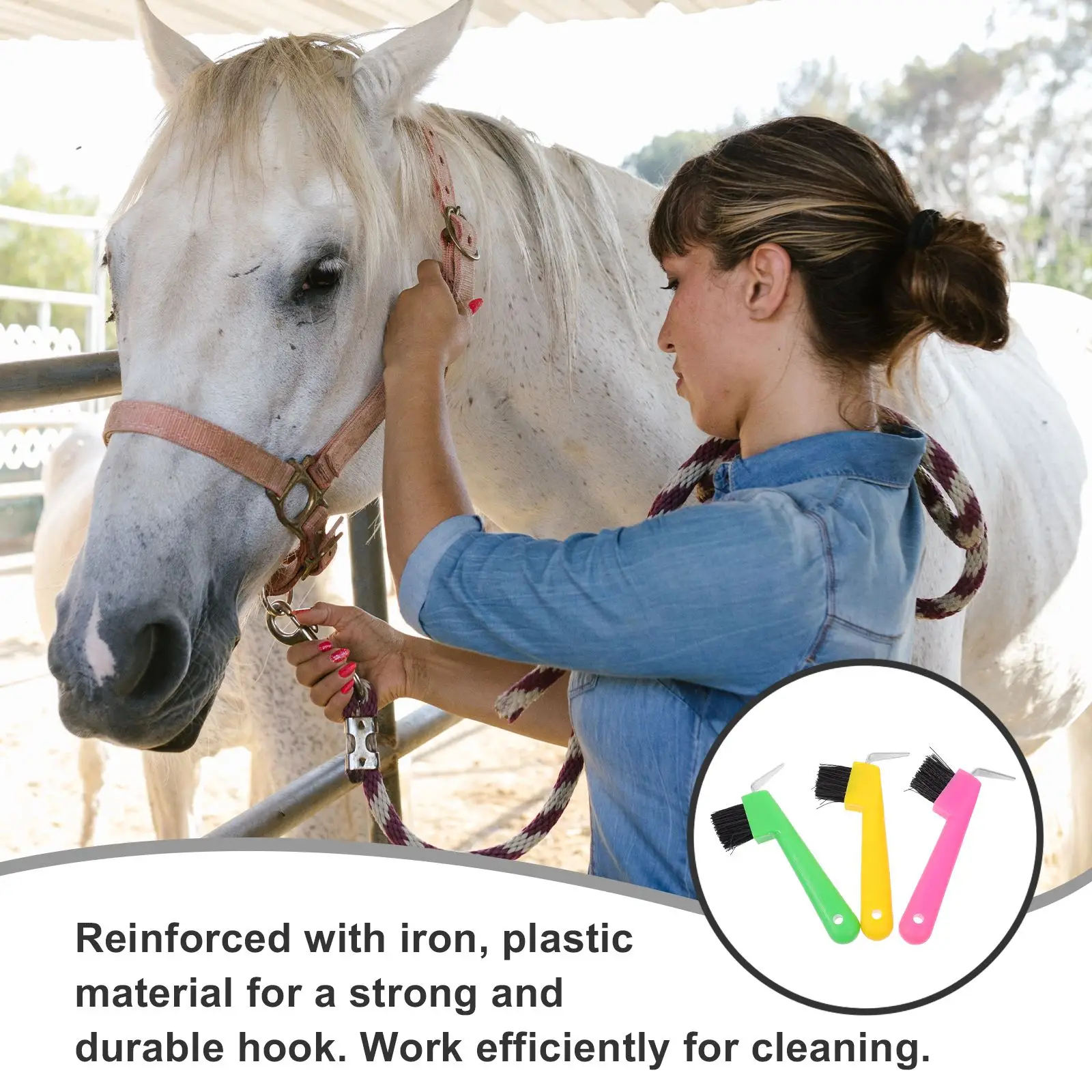 Care Horse Hoof Tools Cleaning Pick with Brush Bits Western Soft Rasp for Horses 2