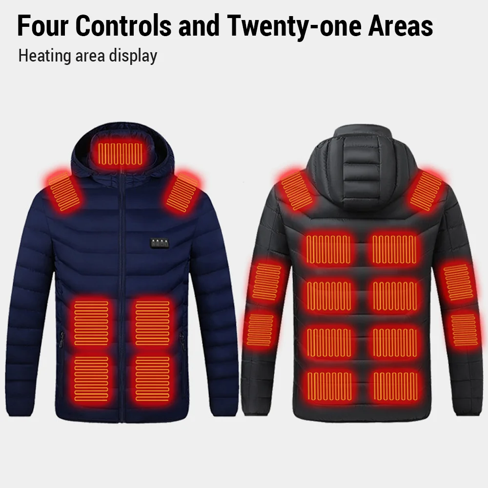 21 Areas Heated Jacket Women's Warm Vest USB Men's Heating Jacket Heated Vests Coat Hunting Hiking Camping Autumn Winter Male