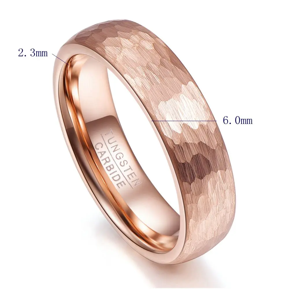 BONLAVIE 4mm 6mm Tungsten Steel Rings Classic Men Women Wedding Bands Ring Jewelry Gold Rose Color Geometric Figure Couple Gift 4