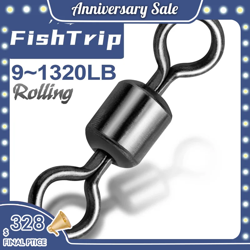 FishTrip Rolling Barrel Swivels 100Pack Fishing Swivels Saltwater Swivels Fishing Tackles Stainless Steel Swivels Black Nickel fishing downrigger release clip with rope abs stainless steel quick splitter snap stacker tool swivels fishing