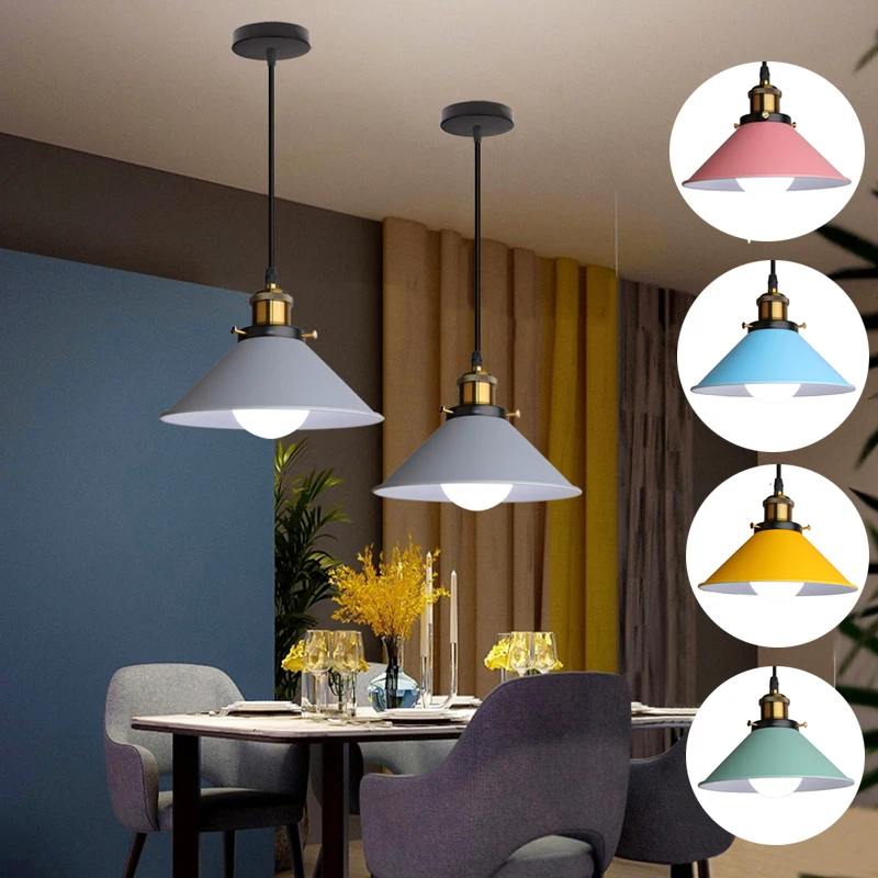 

Pendant Light Hanging Lamps For Ceiling Home Kitchen Restaurant Bar Dining Room E27 Base Industrial Metal Home Decor Fixture