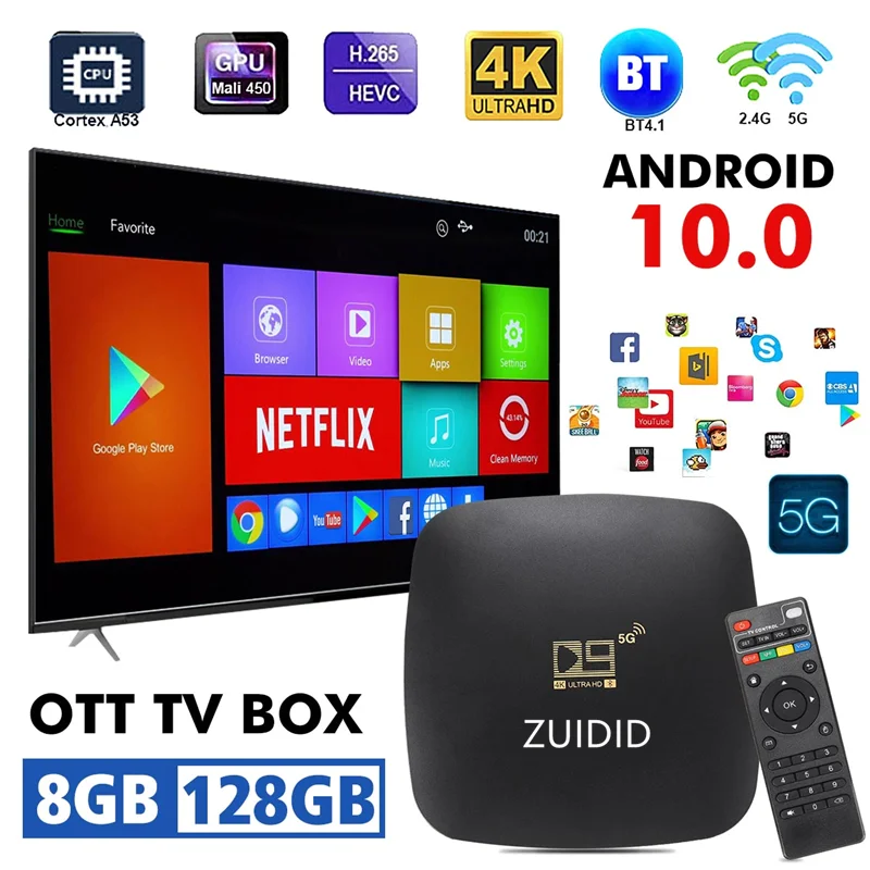 ZUIDID Meilleur boîtier Smart TV IPTV Android Amlogic M3U S905 2 go 1 8 lecteur multimédia 4K 2.4 ghz Ultra HD avec Wifi |