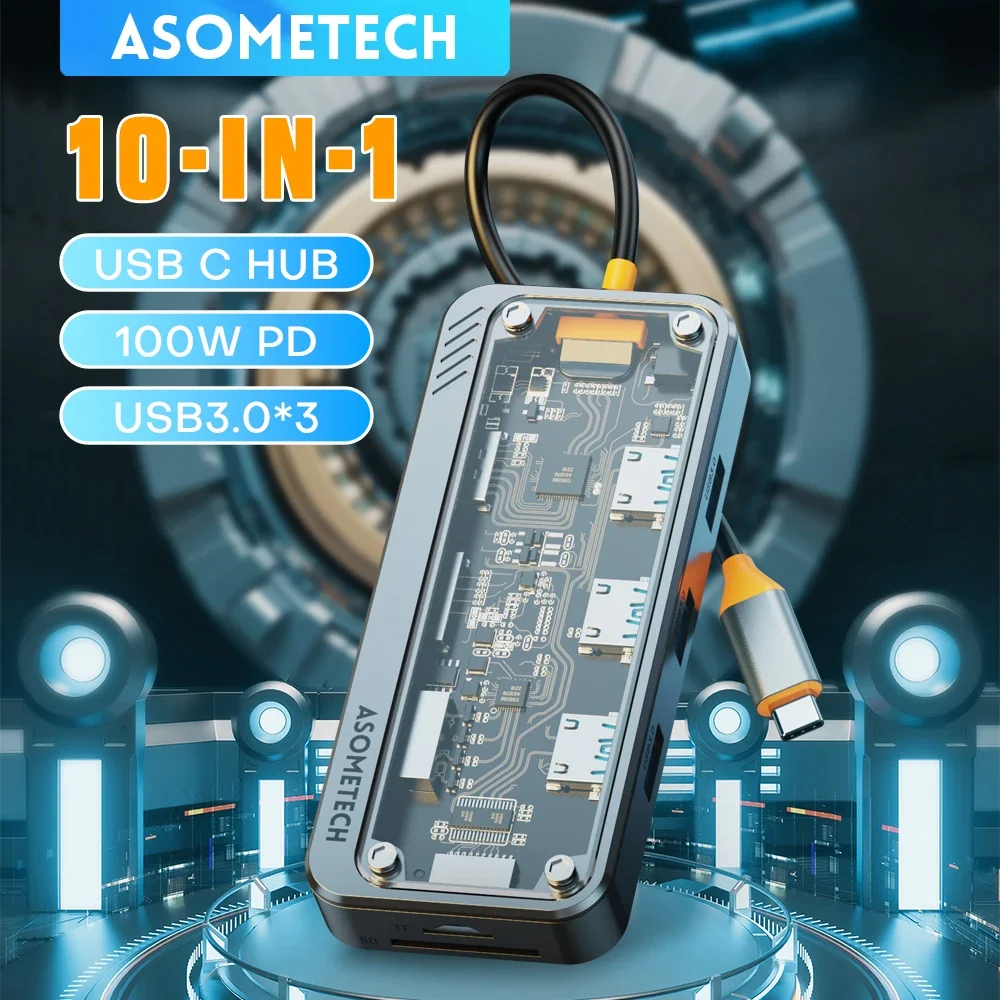 Estação de Ancoragem Usb c Hub 10 em tipo c para Hub Compatível com Hdmi Adaptador Usb 3.0 pd 100w para Macbook pc Laptop Tablet
