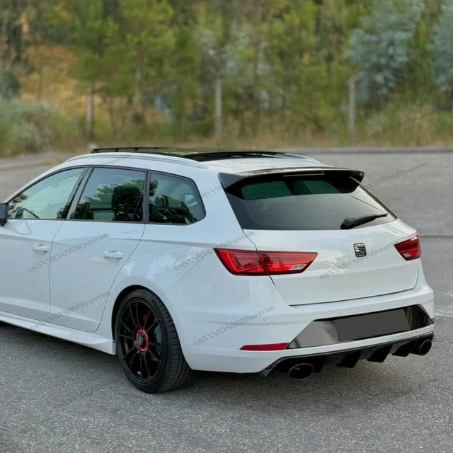 For Seat Leon MK3 MK3.5 5F 5-Door ST Sportstourer TSI TDI 2013-2019 Rear Spoiler Wing Cap Splitter Body Kit Tuning Gloss Balck 1