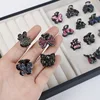 New Korean Style Alloy Rhinestone Black Hair Crab Claw For Ladies Women Headwear Summer Elegant Shining Hairpins Side Barrettes