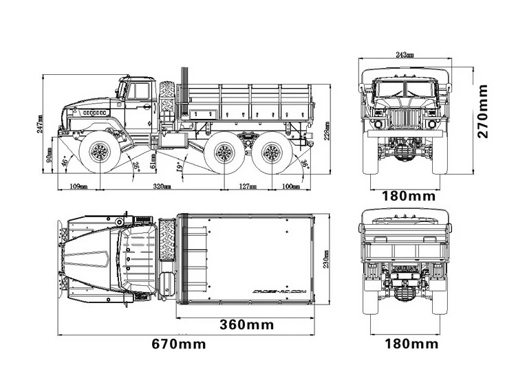 6*6 CROSSRC 1/12 RC Off-road Rock Car UC6 Military Truck Kits 35T Motor Metal Axles Hubs Unassembled Unpainted Toy Model TH10490 6