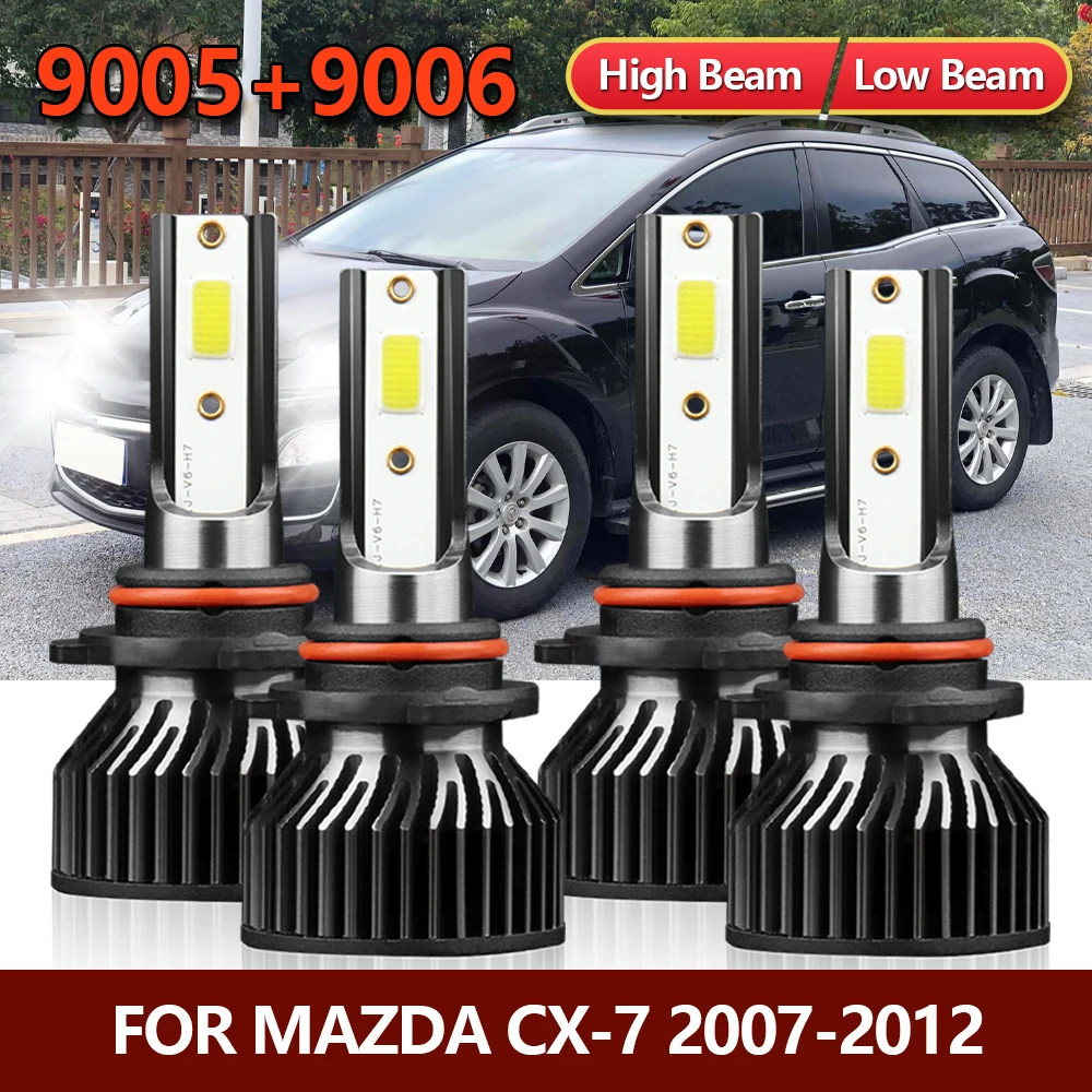 

4x 9005 9006 Front LED Headlight Kit High Low Beam Combo Auto Turbo Bright Bulbs For Mazda CX-7 2007 2008 2009 2010 2011 2012