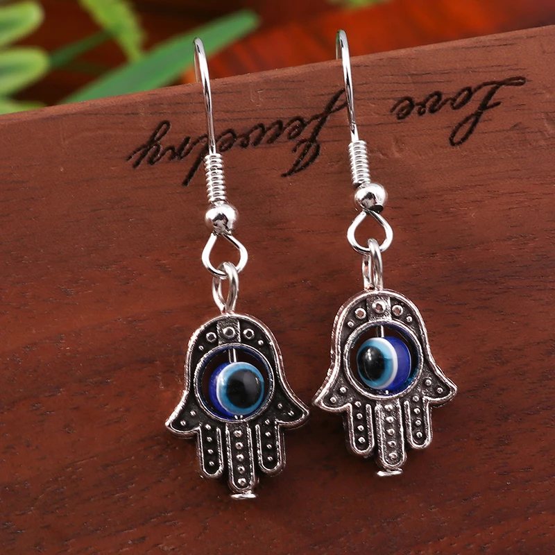 Bohemian Evil Eye Hamsa Hand-Tropfen-Ohrringe für Frauen, Mädchen, Party, Urlaub, Schmuck, Dekoration