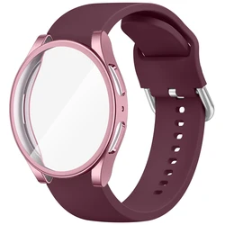 Enhanced Protective TPU Case with Silicone Strap for Galaxy Watch - Premium 40mm/44mm Band and Screen Bumper Cover (Wine Red)