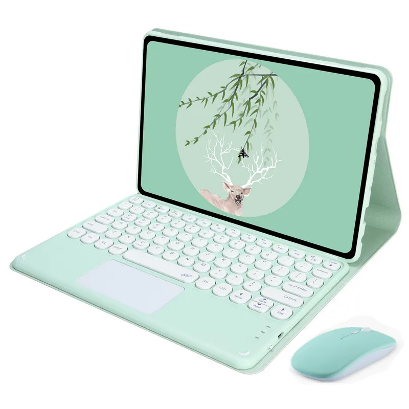 TouchPad Keyboard Case with Magnetically Detachable Keyboard and PU Leather Stand