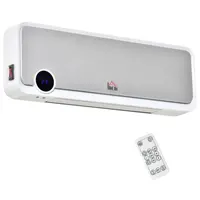 HOMCOM Calefactor дляño de Pared 1000 Вт/2000 Вт con Mando a Distancia Pantalla LED Temporizador 12H Termostato Blanco