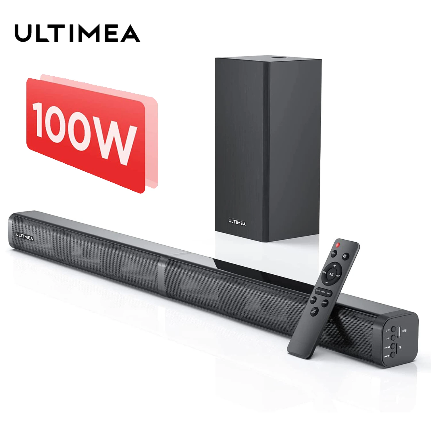 Ultimea 100w Tv Soundbar 2.1 Bluetooth Speaker 5.0 Home Theater Sound