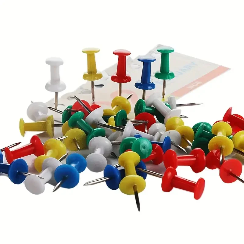 50Pcs Count Multi-Colored Push Pins With Plastic Storage Organizer Box - Perfect For Home & Office Use!