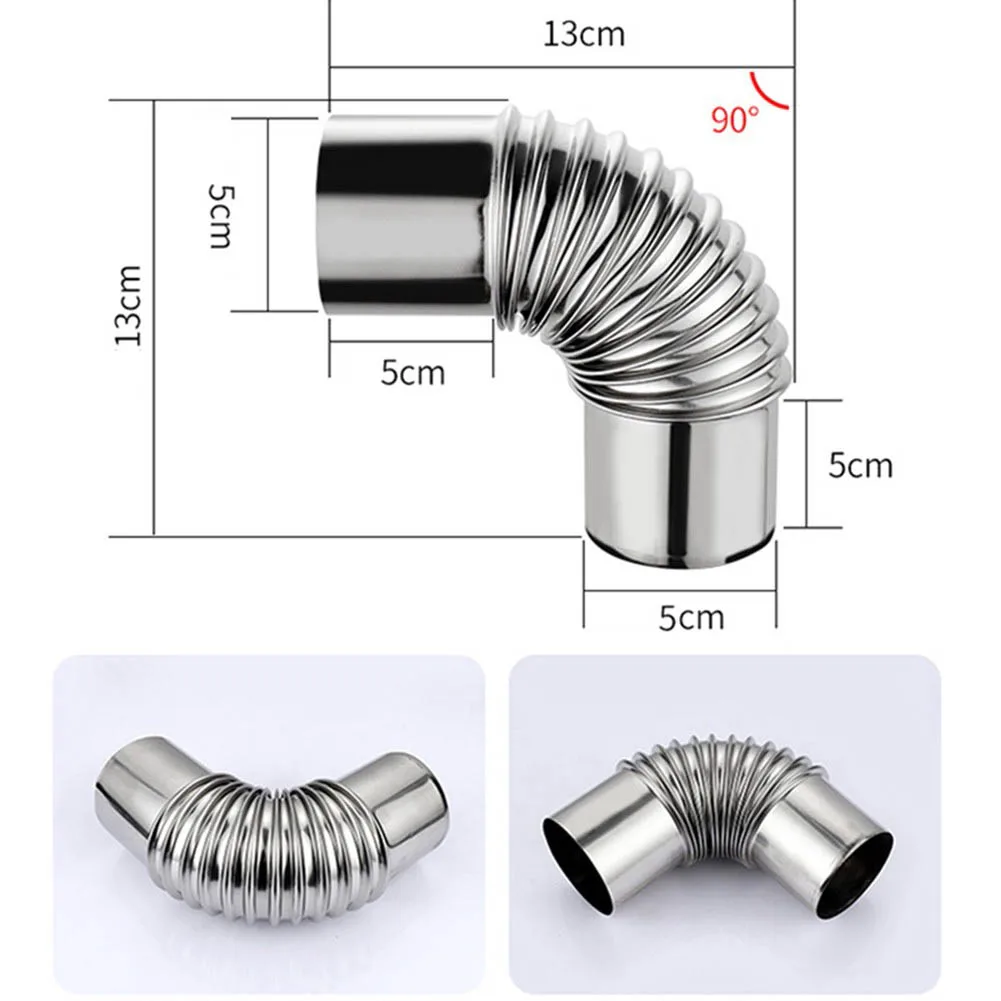 벽난로 홈 리노베이션 팔꿈치 파이프 배기 파이프 1 Pcs 50mm 90 도 벤드 팔꿈치 스테인레스 스틸 스토브 파이프 연도