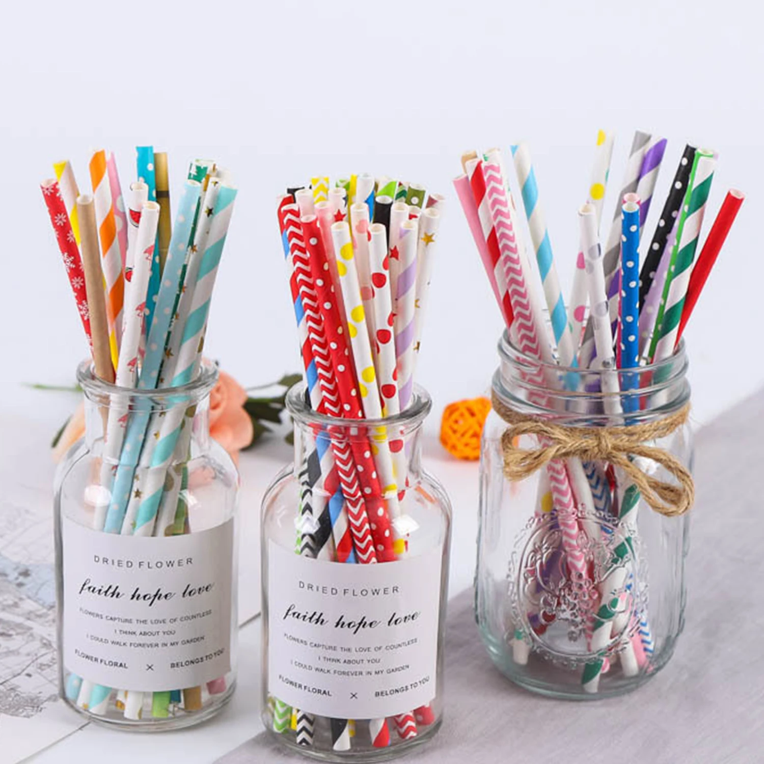 Disposable Paper Straws Eco Friendly Multicolor Drinking Juice Straws for Kid Birthday Wedding Party Decoration