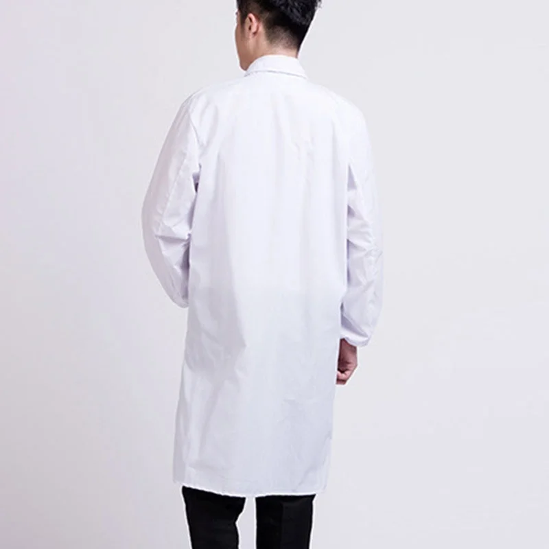 Unisex Long Sleeve White Lab Coat Medical Nurse Overalls Doctor Uniform Tunic Blouse For Laboratory College Chemistry Clothes