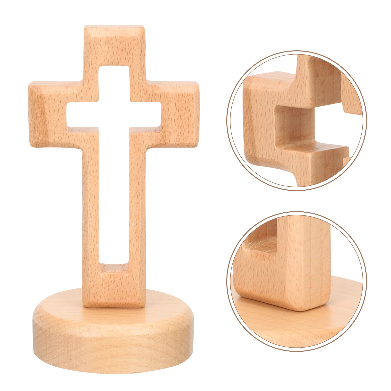 

1 Set Wooden Holy Cross Bedroom Desktop Decoration Standing Cross Household Decor