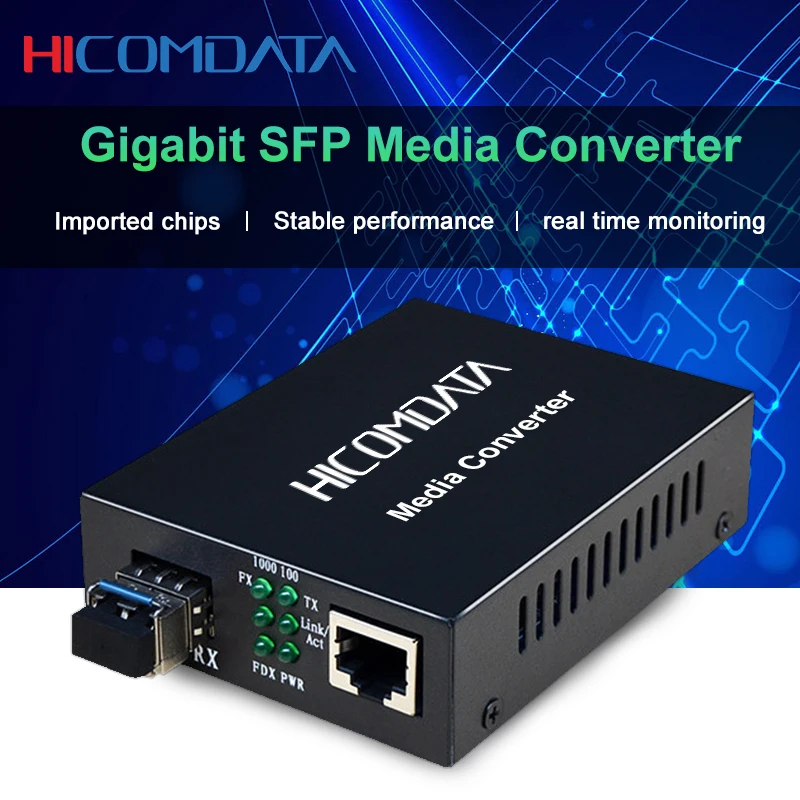 HICOMDATA Optical Fiber Converter Sfp Switch Gigabit Fiber Optic Equipment Transceiver Media Converter fiber optical converter 1 sfp port communication equipment fiber optic media converter dvi transmitter and receiver