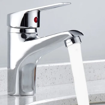 Rubinetto per lavabo da bagno cromato Rubinetto miscelatore per montaggio su piano monoforo Rubinetto per lavello da cucina Rubinetto per acqua calda e fredda con tubo G1/2 1