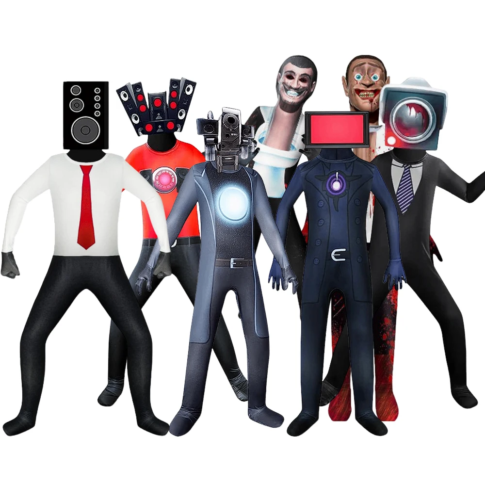 

Cosplay Costume Game Speakerman Skibidi Toilet Tv Man Camcorder Man Costumes Bodysuit Jumpsuit Mask Halloween for Women Men