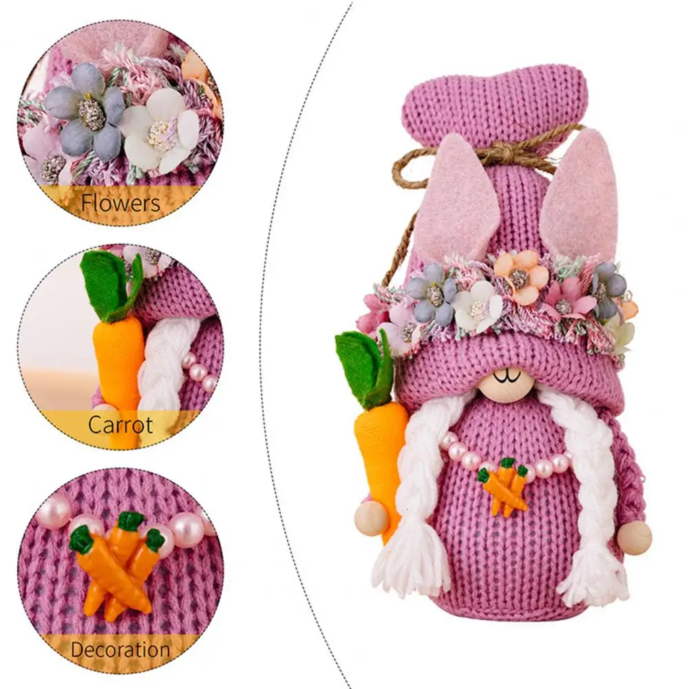 1Pc Gnome Ornament Fine Workmanship Gnome Ornament Spring Easter Party Decoration Faceless Rabbit Doll Bunny Egg for Home
